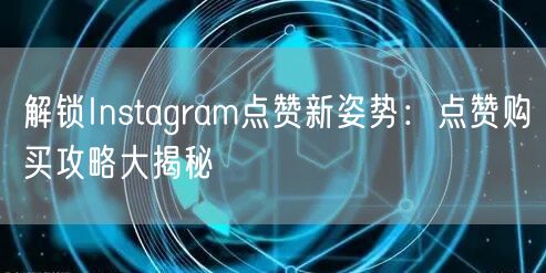 解锁Instagram点赞新姿势：点赞购买攻略大揭秘
