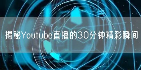 揭秘Youtube直播的30分钟精彩瞬间