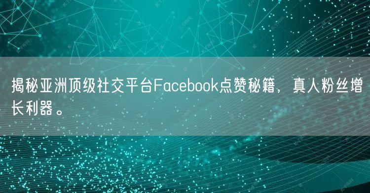 揭秘亚洲顶级社交平台Facebook点赞秘籍,真人粉丝增长利器。