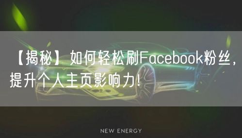 【揭秘】如何轻松刷Facebook粉丝,提升个人主页影响力!