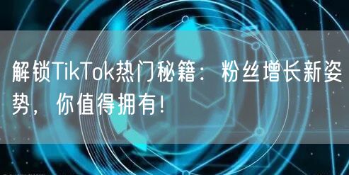 解锁TikTok热门秘籍：粉丝增长新姿势，你值得拥有！