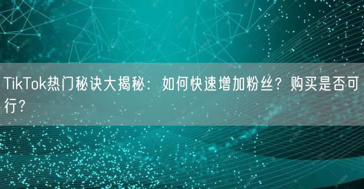 TikTok热门秘诀大揭秘：如何快速增加粉丝？购买是否可行？