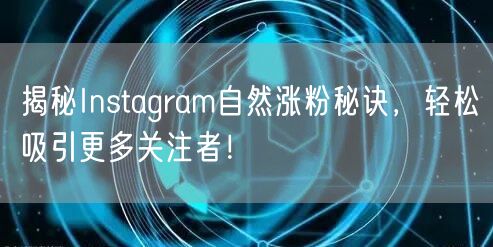 揭秘Instagram自然涨粉秘诀,轻松吸引更多关注者!