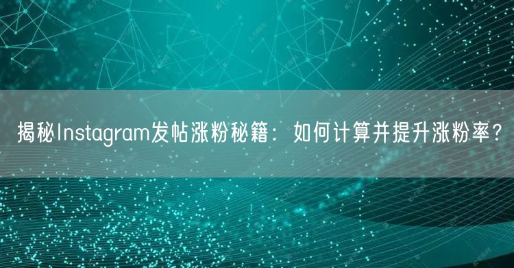 揭秘Instagram发帖涨粉秘籍:如何计算并提升涨粉率?