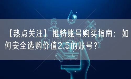 【热点关注】推特账号购买指南：如何安全选购价值2.5的账号？