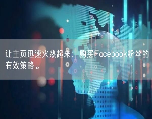 让主页迅速火热起来：购买Facebook粉丝的有效策略。