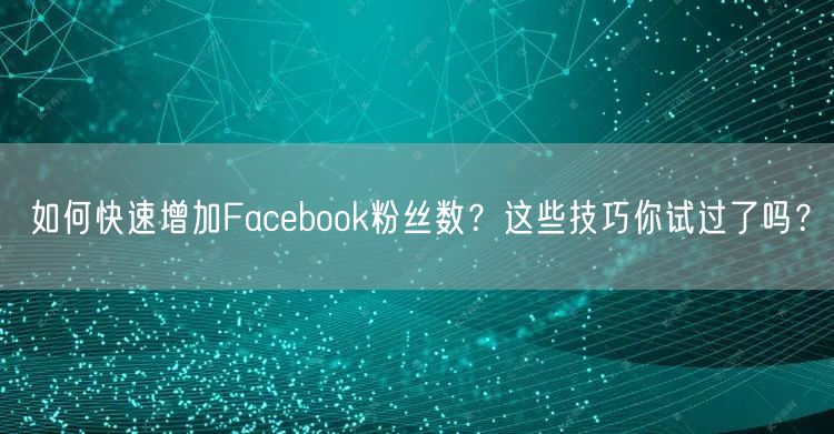 如何快速增加Facebook粉丝数？这些技巧你试过了吗？