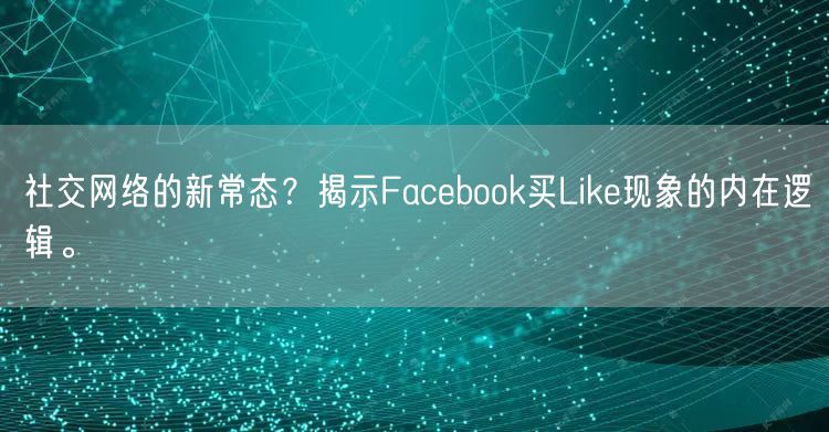 社交网络的新常态？揭示Facebook买Like现象的内在逻辑。