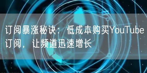 订阅暴涨秘诀:低成本购买YouTube订阅,让频道迅速增长